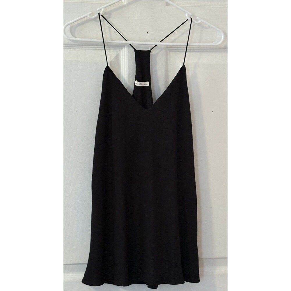 Be Cool Black Rayon Flowy Racerback Tank Women’s Large Spaghetti Strap